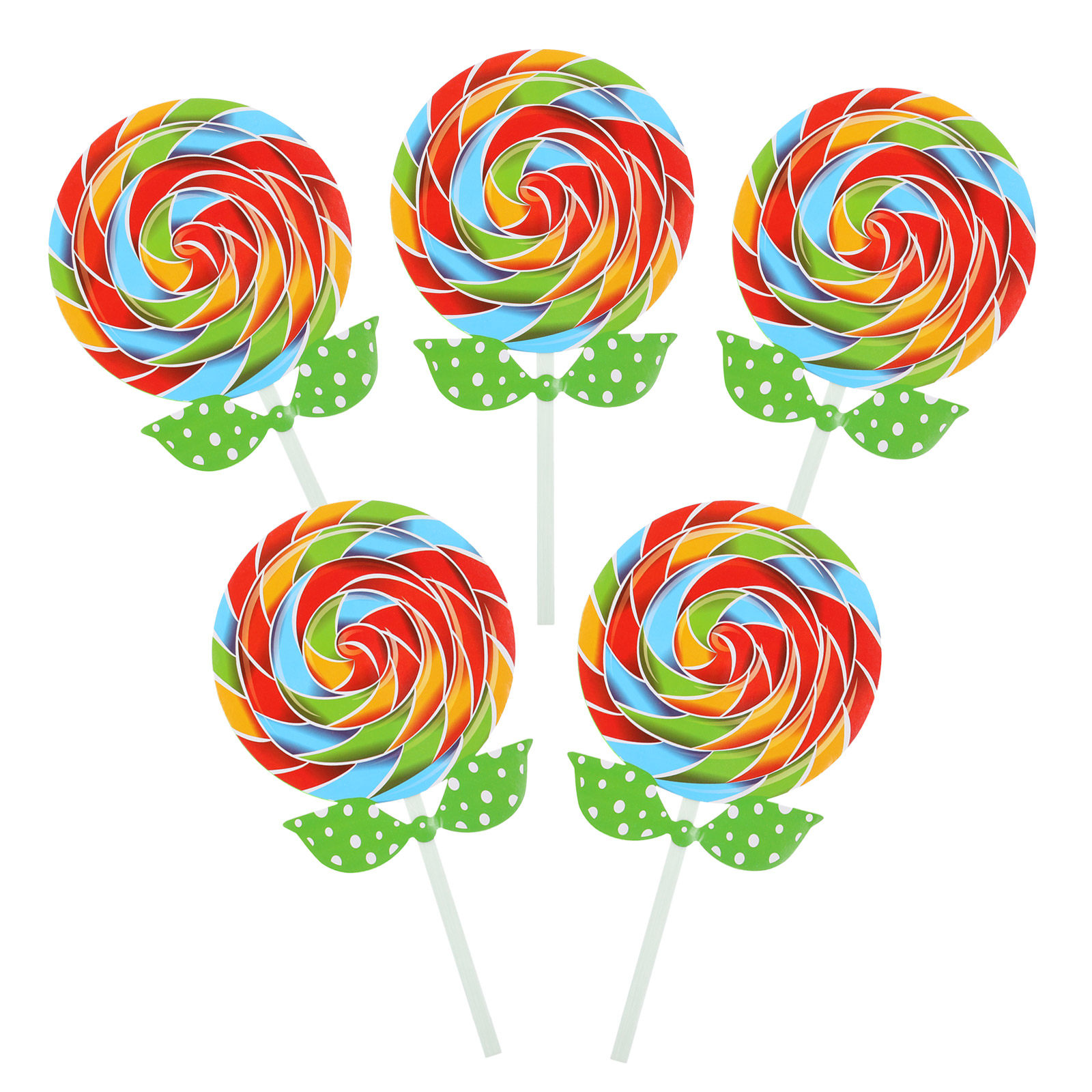 Easy Cosplay Prop - 5Pcs Vibrant Multicolored Giant Swirl Lollipop